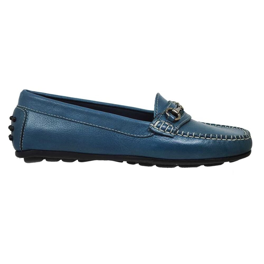 Calzoleria Toscana 8199 Ladies Deer Skin Loafer Blue